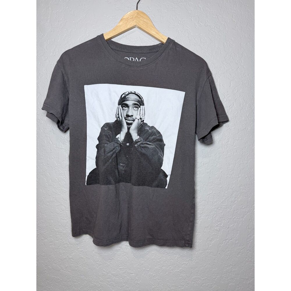 2Pac Tupac Shakur Portrait Graphic Tee – Charcoal Gray Size M